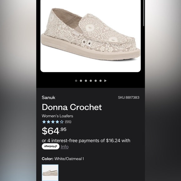 Sanuk Donna Crochet Women’s Loafers Size 8 New without tags in cream - Picture 7 of 12